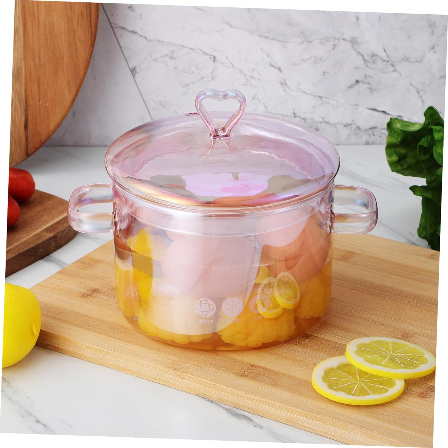 DOITOOL 1.5L/51oz Pots for Cooking on Stove,Heat Resistant Simmer Pot,Kitchen Saucepan Soup with Lid,Handmade Glass Cookware,Clear for Cooking Pasta,Soup,Milk,Baby Food