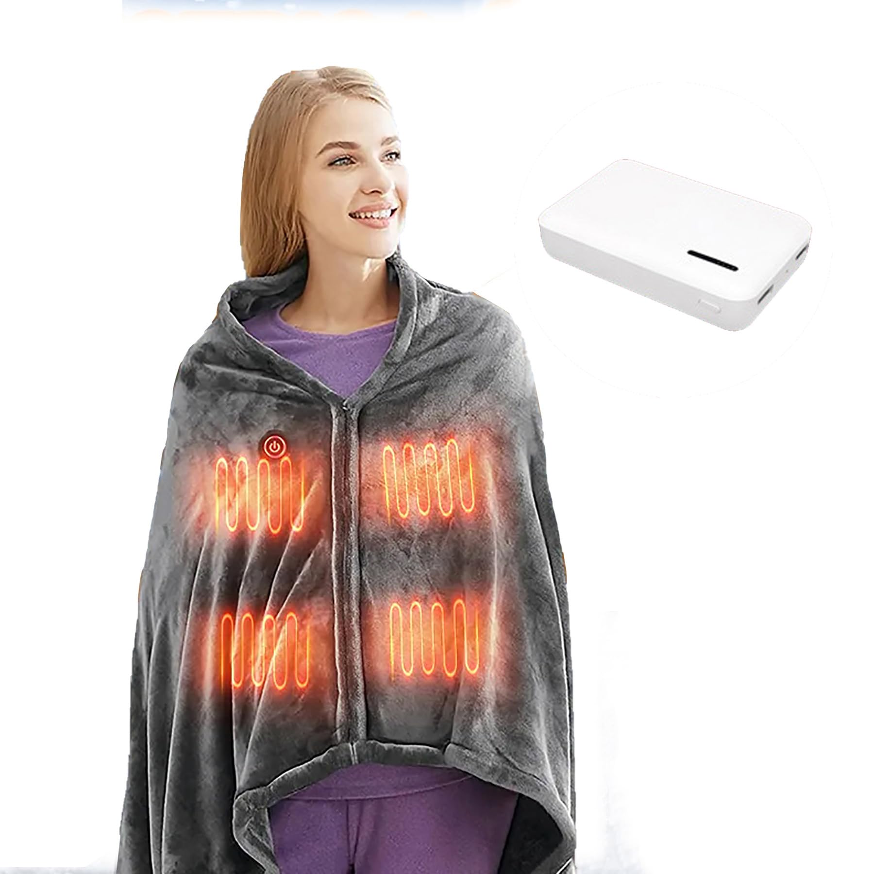 Koc elektryczny, elektryczny koc grzewczy Nadający się do noszenia koc elektryczny Koc podgrzewany Na baterie, elektryczny koc poncho Podgrzewany rzut