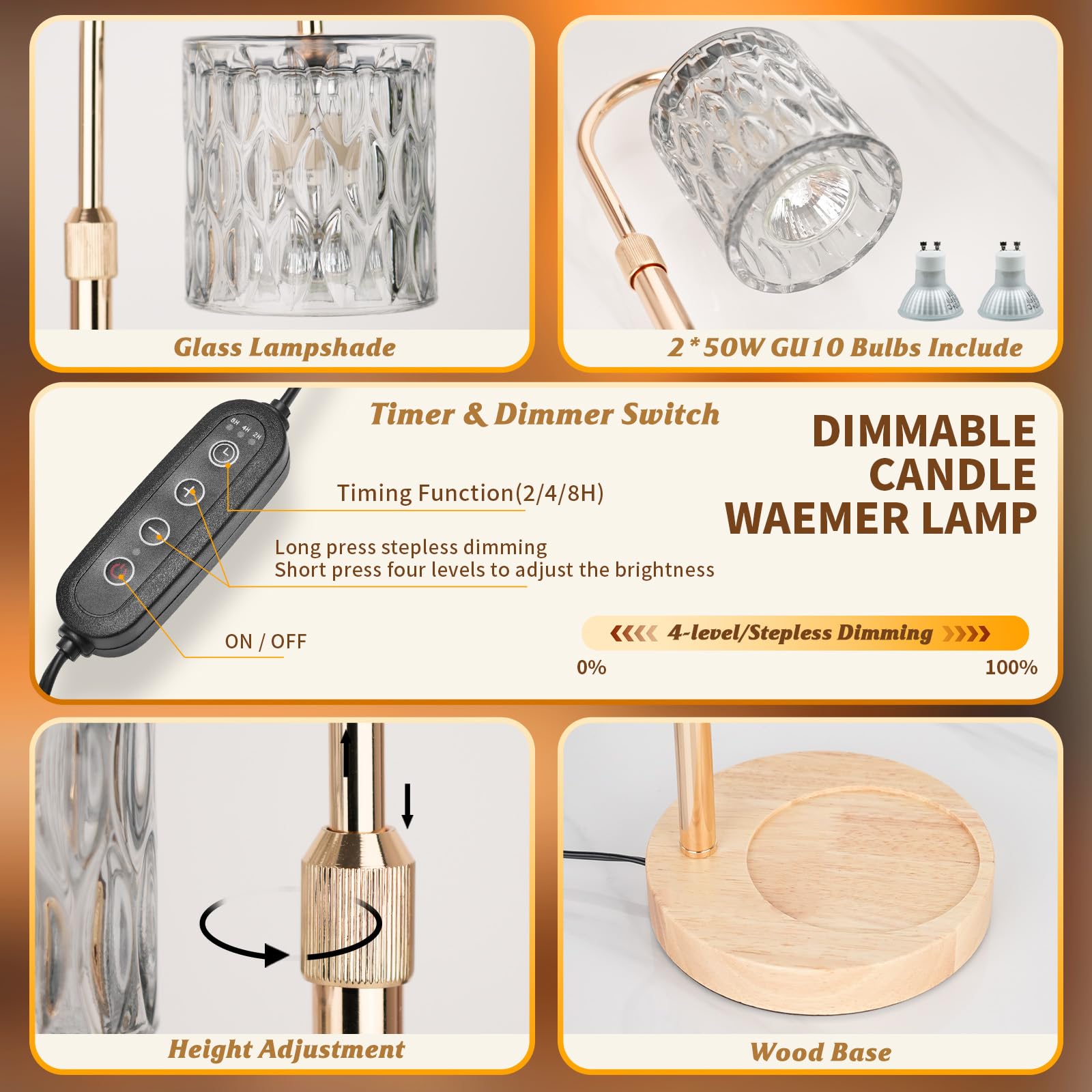 Lampada profumata con timer, altezza regolabile e dimmerabile (grigio, goccia d'acqua a barile)