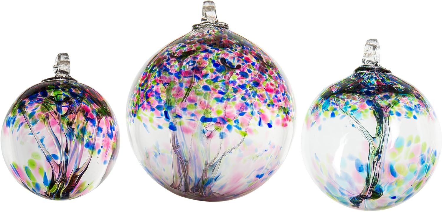Dale Tiffany Hand Blown Glass, 3" Diameter Hope, Tree of Life Collection, Witch Globe Hanging Garden Indoor/Outdoor Decorative Ornament Gazing Ball