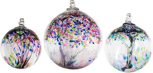 Miniatura 2 de Dale Tiffany Vidrio soplado a mano, esperanza de 3 pulgadas de diámetro, colección Árbol de la vida, globo de bruja colgante para jardín