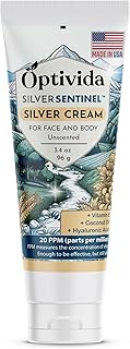 Optivida Nano Silver Skin Healing Cream - Skin Healing Ointment. Hydrating & Healing Topical Solution for Burns, Wounds, Scar, and Acne, Moisturizer Healing Cream