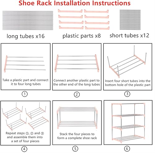 Miniatura 34 de Zapatero pequeño apilable, entrada, pasillo y armario, ahorra espacio de almacenamiento y organización (4 niveles, azul)
