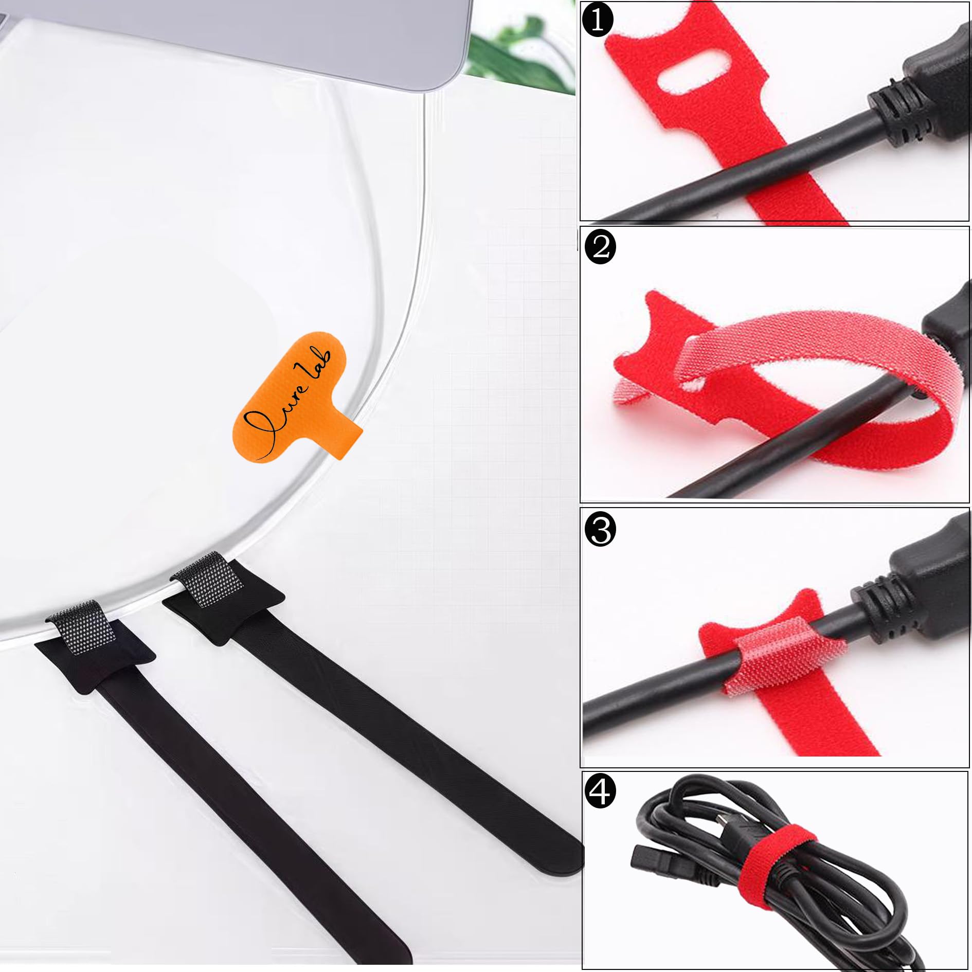Confezione da 60 etichette riutilizzabili per cavi e kit organizer per cavi, etichette colorate scrivibili con pennarello + 30 fascette per la gestione dei cavi elettronici a casa e ufficio