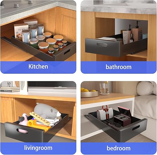 Miniatura 7 de Paquete de 2 cajones organizadores de gabinetes de cocina extraíbles, estantes deslizantes de acero al carbono resistentes de 12 pulgadas de ancho