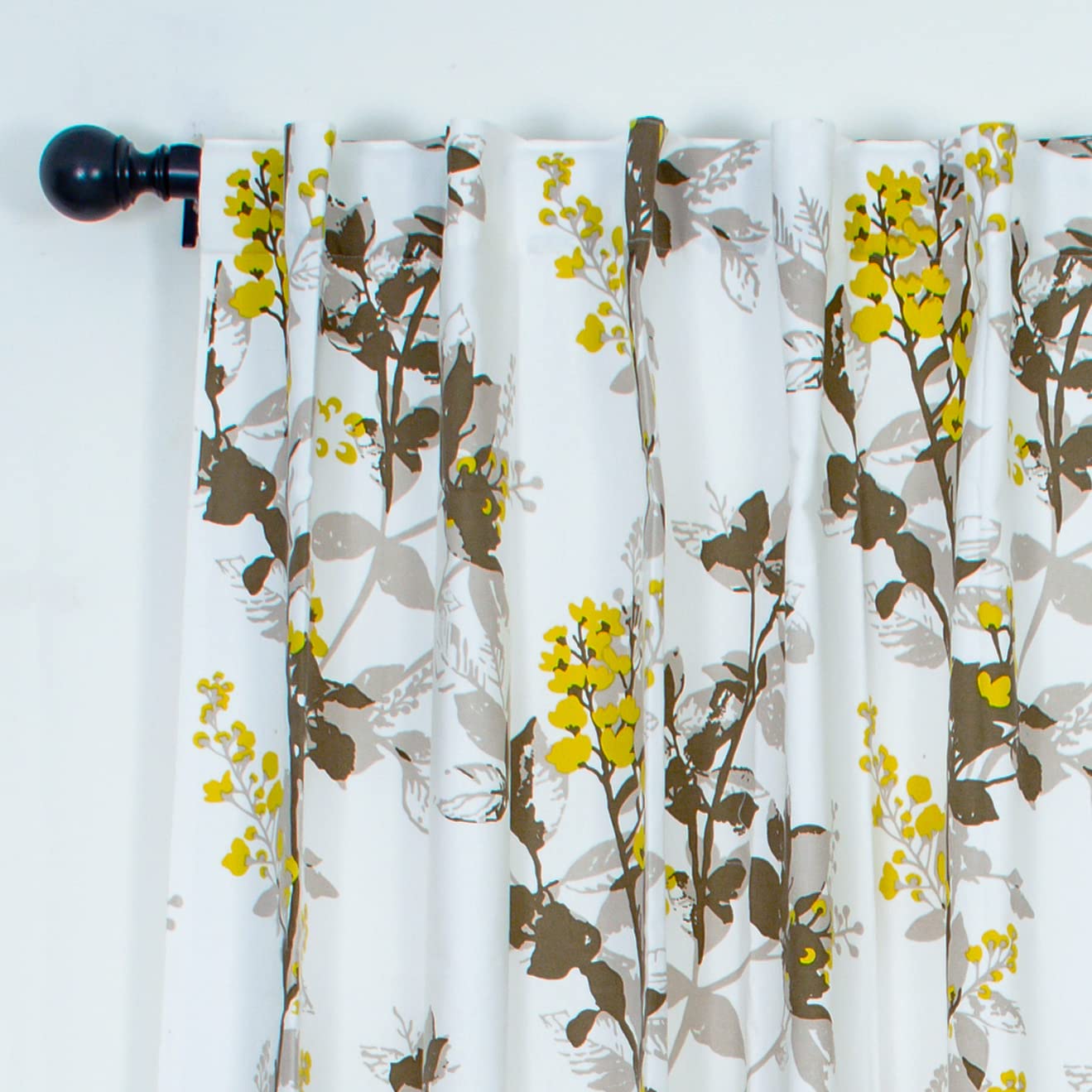 Tranquebar Curtain Co. Window Curtains 5 Feet, 60-65% Room Darkening, Yellow Floral Print, Cotton Curtains for Window, Cotton Curtains 5 Feet Long Set of 2, BackTab Loops, Blume (152 cm) - Set of 2