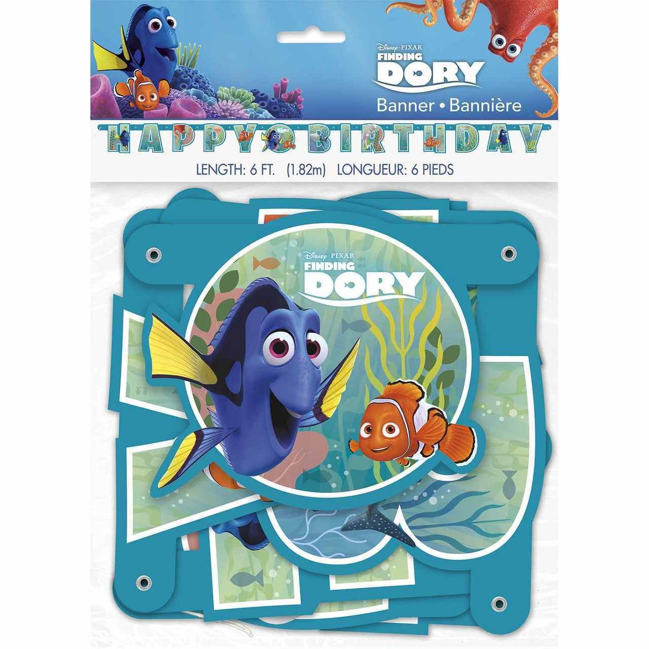 Birthday Jointed Banner - 6', Disney Finding Dory, 1 Pc