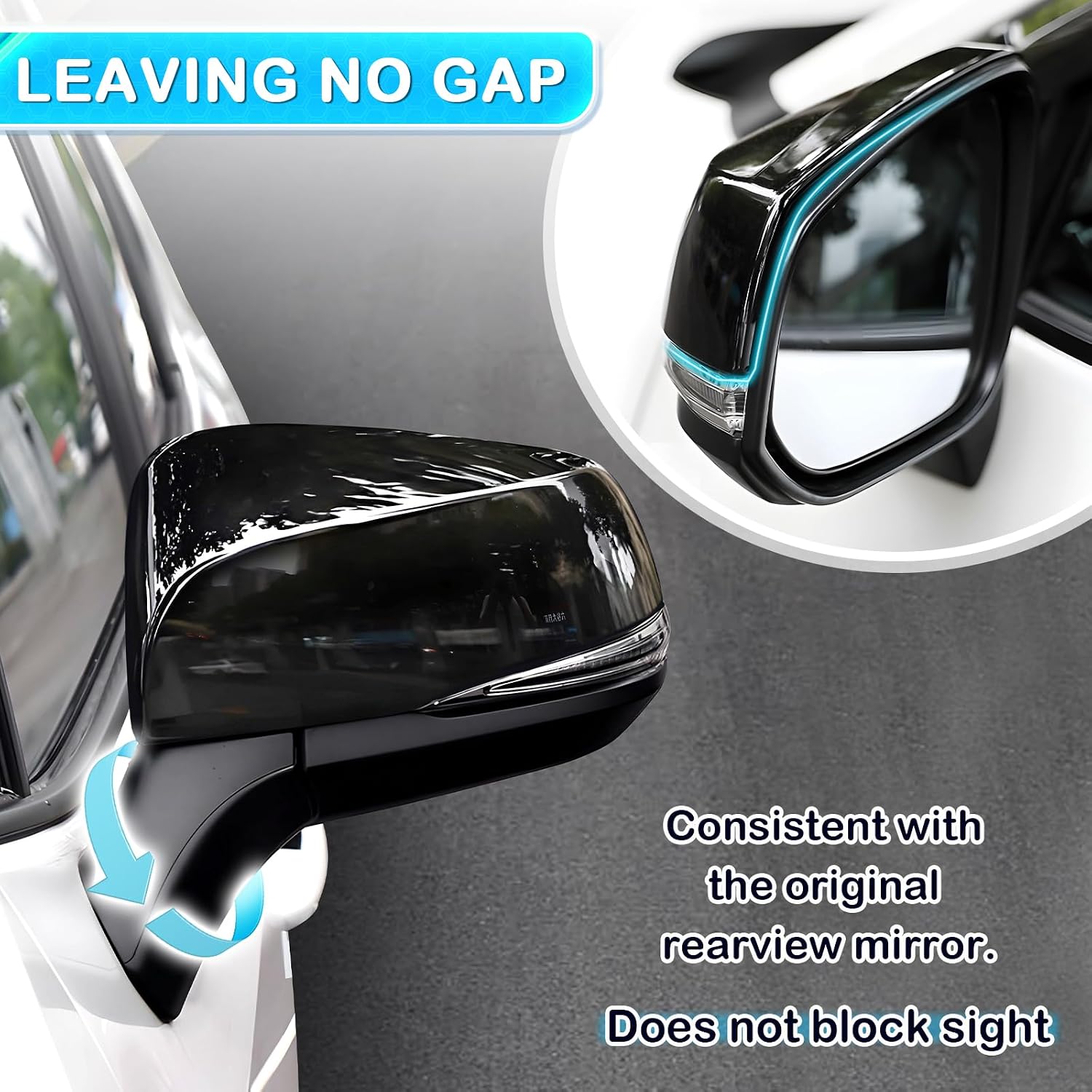 Side Rear View Mirror Cover Exterior Accessories Rearview Wing Mirror Caps Cover Compatible With RAV4 2019 2020 2021 2022 2023 2024 2025 NOT for LE, Hybrid LE Glossy Black