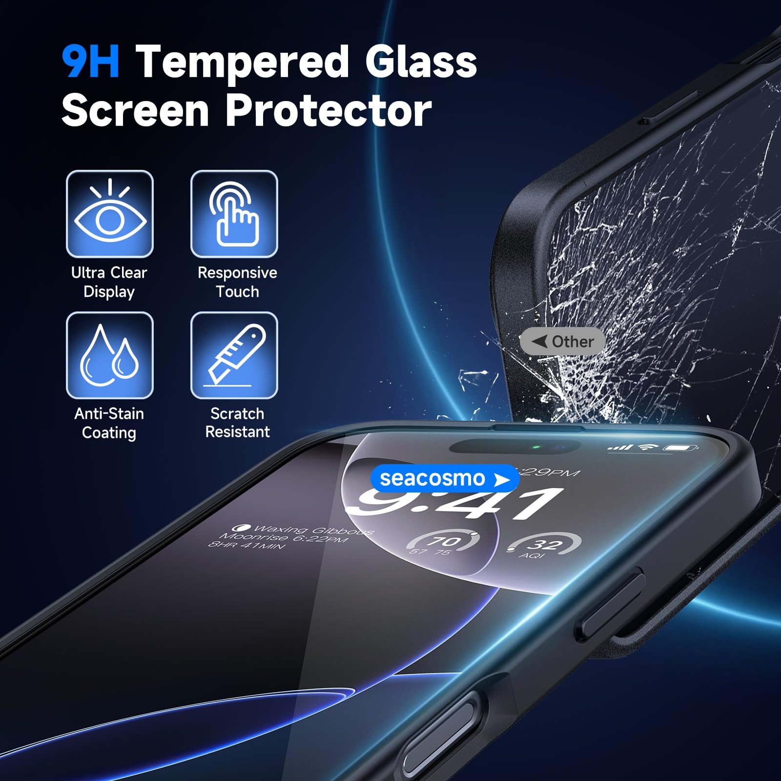 seacosmo 5 in 1 Magnetic for iPhone 16 Pro Max Case with 2X HD Screen Protector + 2X Camera Lens Protector - Image 4