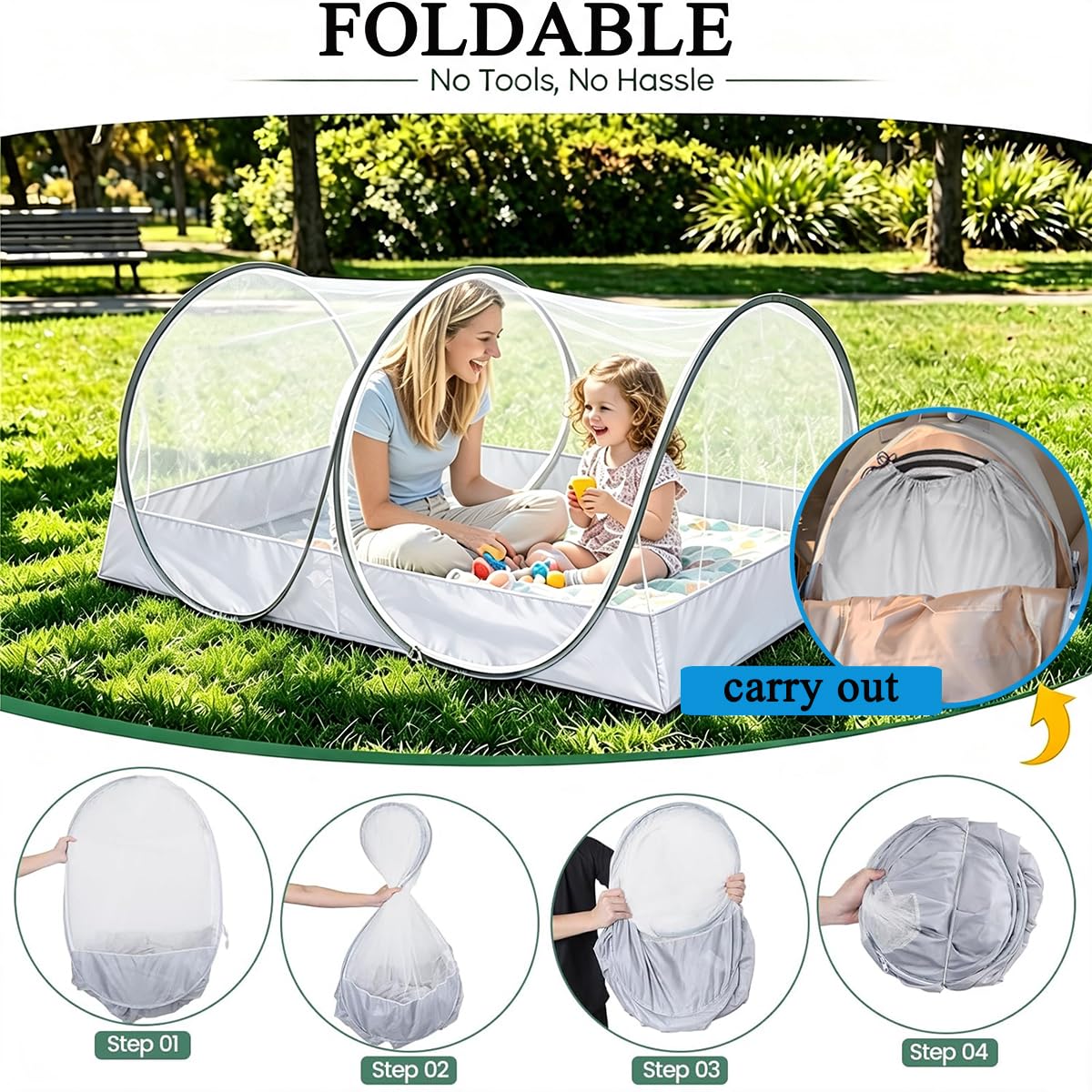 Akiky Moustiquaire pop-up pour lit, tente pliable pour lit d'adulte, lit de bébé, camping, voyage (gris)