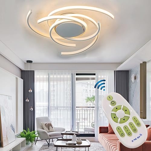 Lámpara de techo LED regulable para sala de estar, moderna lámpara de techo de flores con control remoto, lámpara colgante para comedor, lámpara de