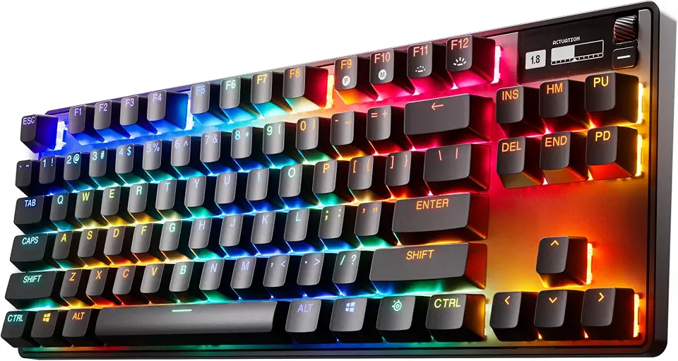 Steelseries Apex Pro TKL Wireless (Compact) 0.1-4.0mm Adjustable Hyper-Magnetic Rapid Trigger OmniPoint 2.0 Switch Mechanical Gaming Keyboard (US Layout) - World’s Fastest Gaming Keyboard
