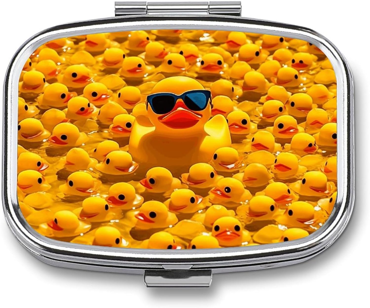 Yellow Ducky Pill Box for Purse Pocket Small Square Pill Case Decorative Medicine Box Travel Medicine Tablet Case Vitamin Organizer Pill Container Holder Unique Gift