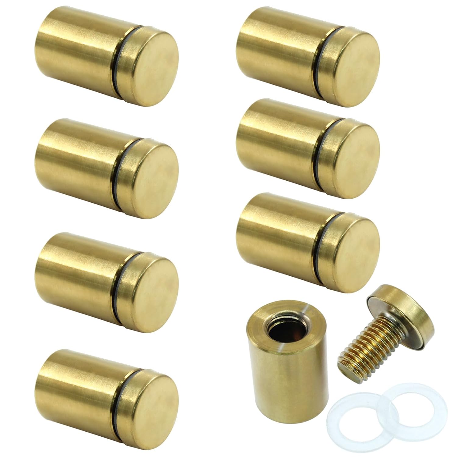 8 Pack Sign Standoff Screws, Gold Wall Mount Standoff Advertising Standoff, Stainless Steel Standoff Screws for Acrylic Sign Holder（0.75x 1.2 Inch）