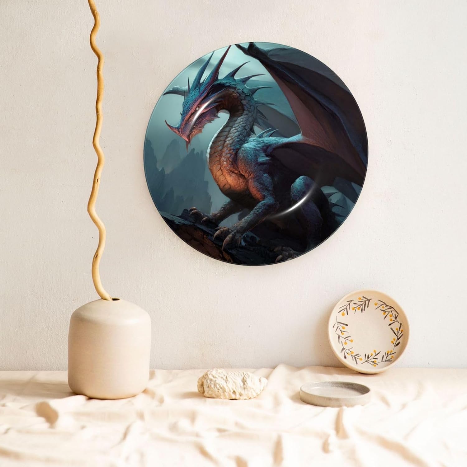 Decorative Plate Art Crafts Bone China Decorative Plate with Display Rack Souvenir Wall Decor Ceramic Ornaments Dinner Plates Ceramic Decoratives Plates for Home Office 10in