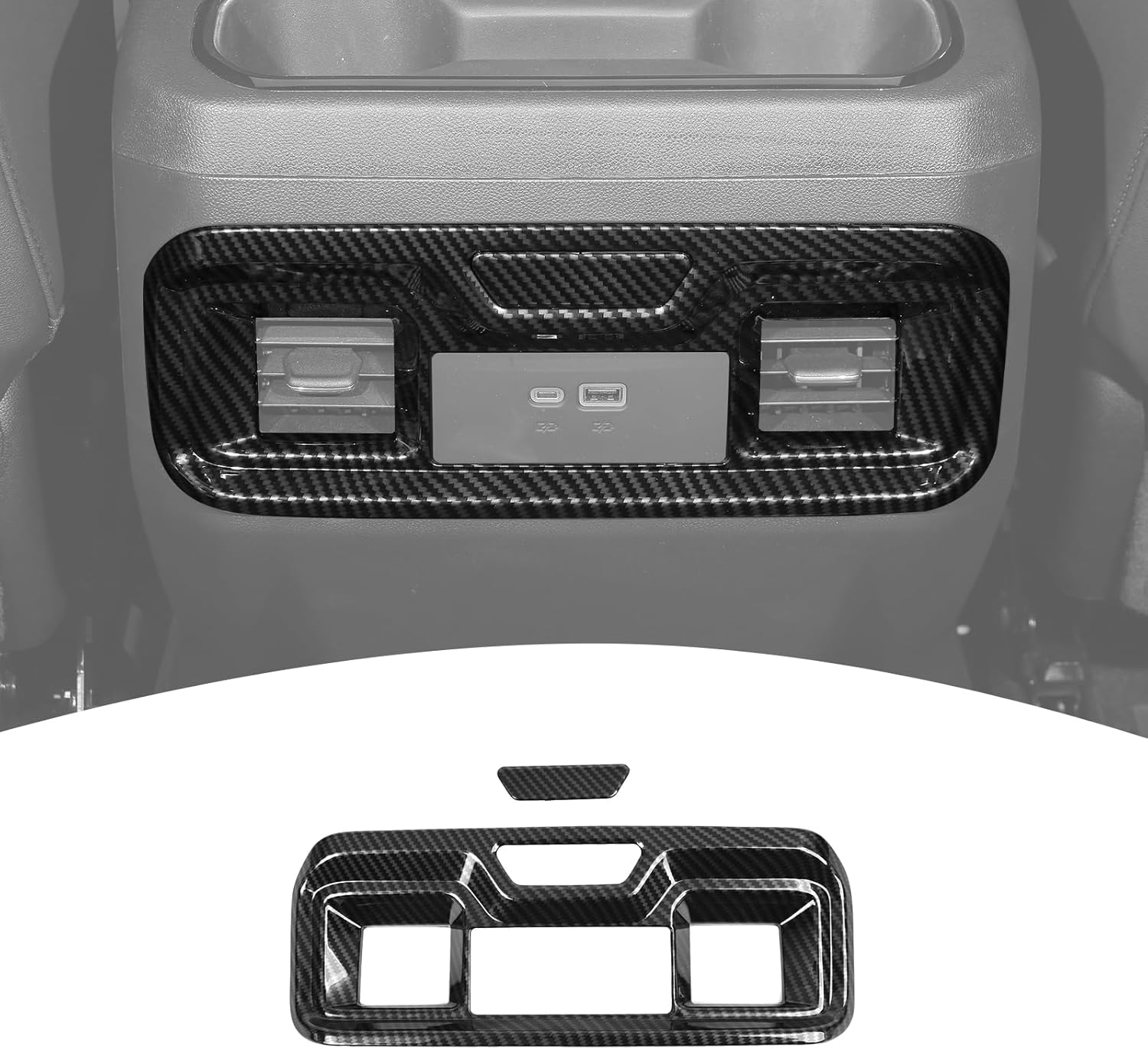 for Silverado Rear Air AC Vent Cover Trim Panel Compatible with Chevy Silverado GMC Sierra 2022-Present Carbon Fiber Interior Accessories