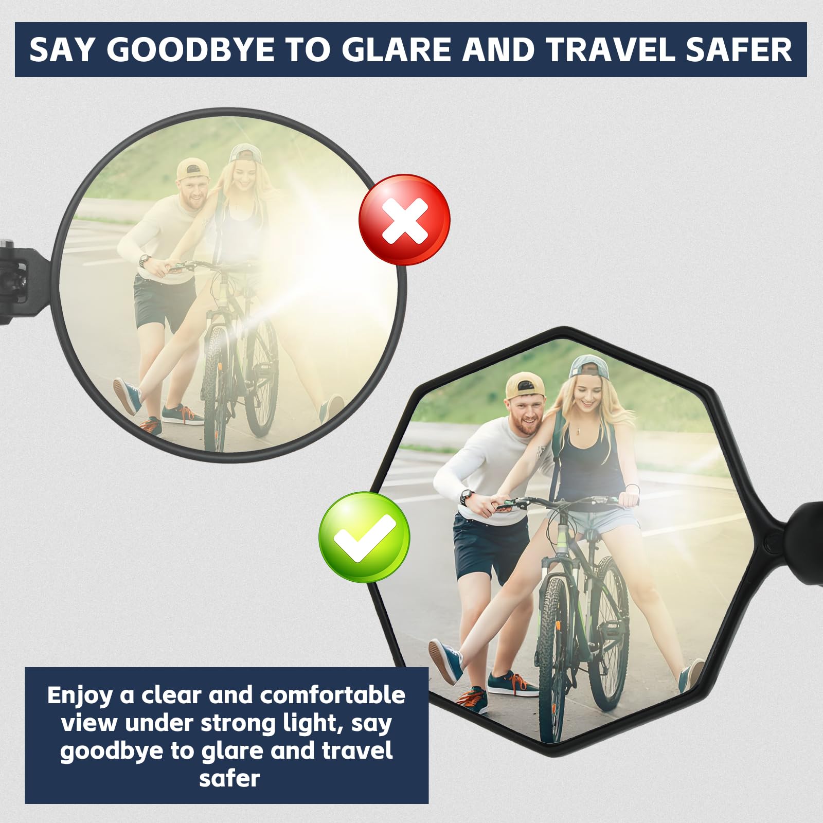 Bike Mirror, 1 pcs Bike Mirror Handlebar Mount,HD,360° Adjusted Bike Rear View Mirror, Anti-impact/explosion/glare, Fits for Mountain Bikes,E-bike, Bicycle,Scooter,Left/Right Universal