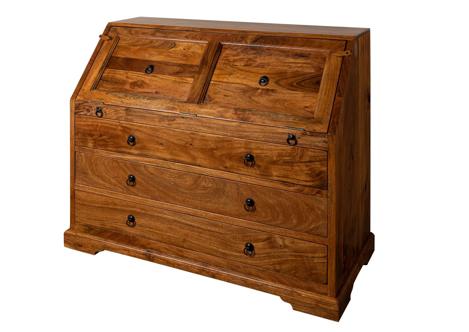 MASSIVMOEBEL24.DE | Oxford Sekretä Akazie, Farbe:Hellbraun lackiert, Größe:107x50x100 cm (BxTxH)