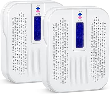 Pack of 2 ATKMAYI Rechargeable Small Dehumidifier for Bathroom, Detachable Hanging Dehumidifier for Bedroom, Gun Safe, Closet, Portable Moisture Absorbers with Dual-Sided Suction