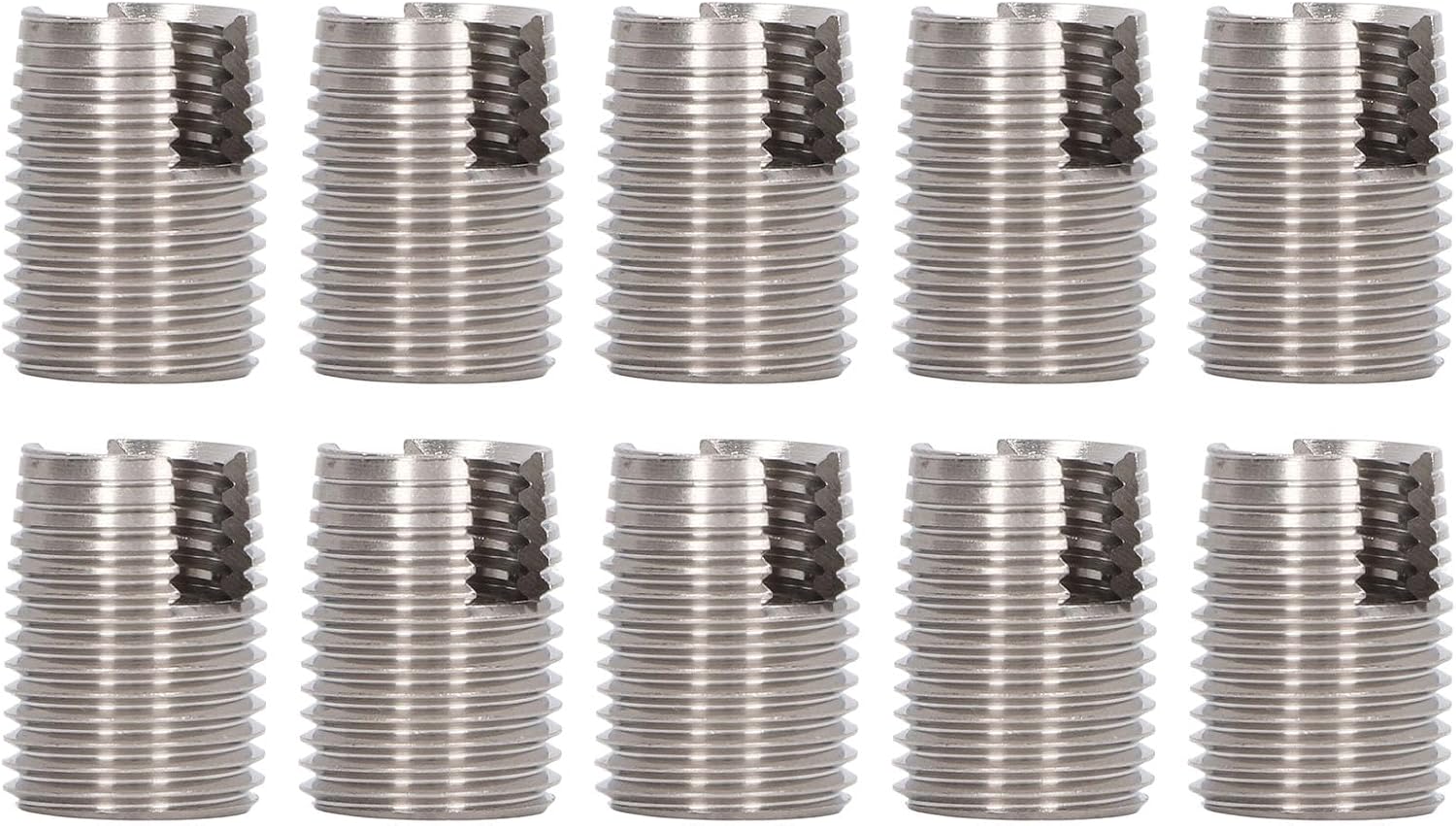 20Pcs Slotted Self Tapping Threaded Insert Stainless Steel M16 X 1.5 22mm, Thread Repair Insert for Automobile, Railroad, Shipbuilding and Aluminum Die Casting