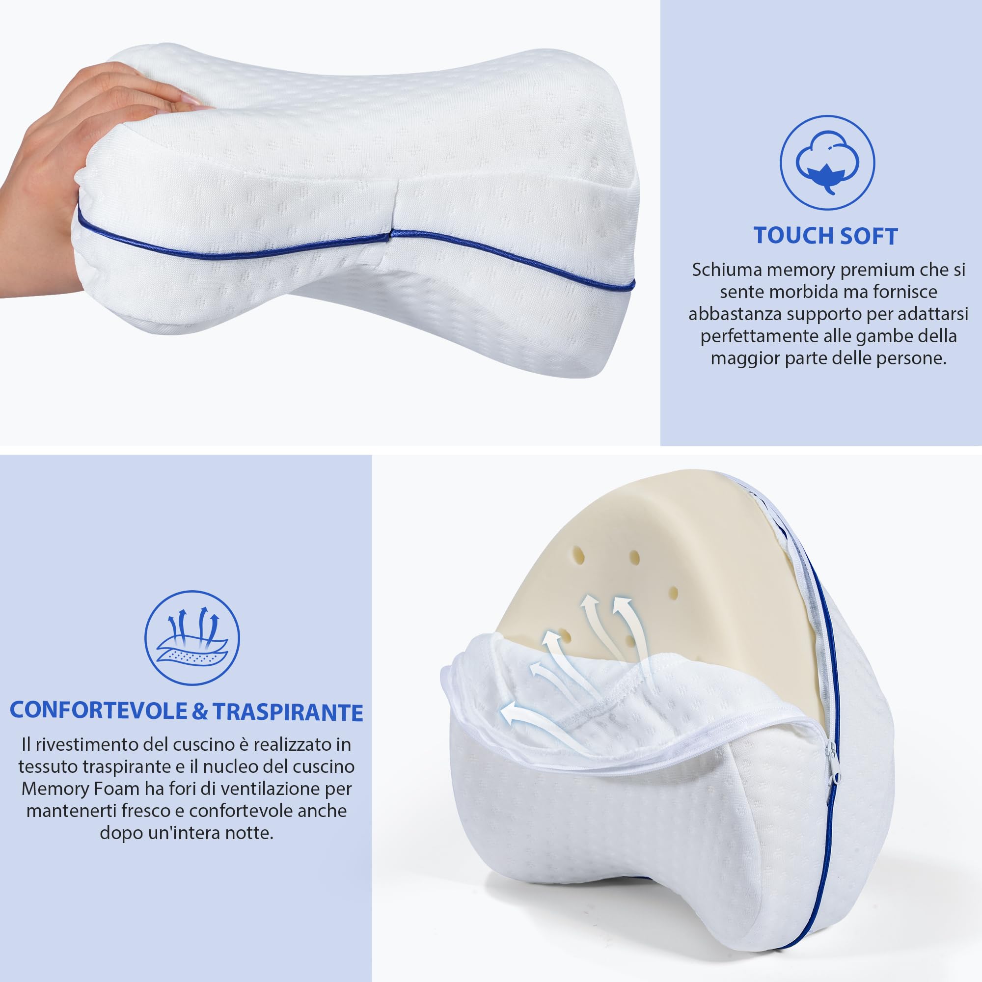 Cuscino Semicircolare Per Gambe E Ginocchia | Morbido E Regolabile | Ideale Per Relax E Postura - Foto 4