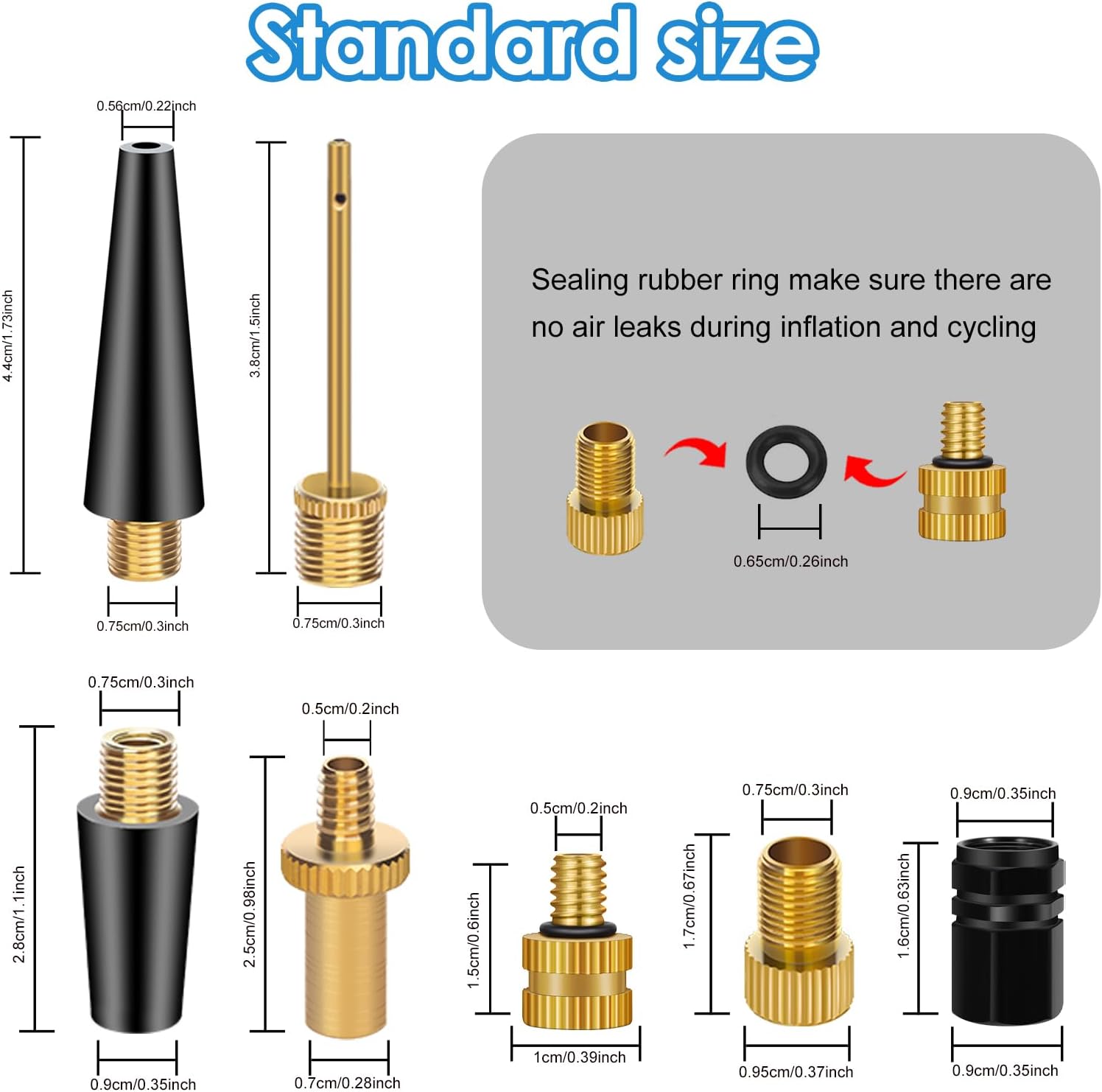 14PCS Bicycle Valve Adapter DV SV AV Converter,Presta Schrader Valve Adapter, Ball Pump Needle, Inflation Needle, Tire Valve Caps,Air Pump Needle Set for All Bike,Sports Ball,Pump,Inflatable Equipment