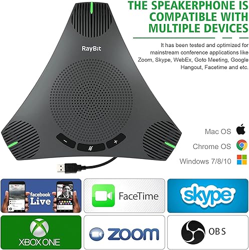 Miniatura 7 de Altavoz USB con doble concentrador, micrófono omnidireccional para sala de conferencias, altavoces de computadora con micrófono para oficina en