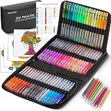 Soucolor Glitter Gel Pens for Adult Coloring Books, 120 Pack-60 Glitter Pens, 60 Refills and Travel