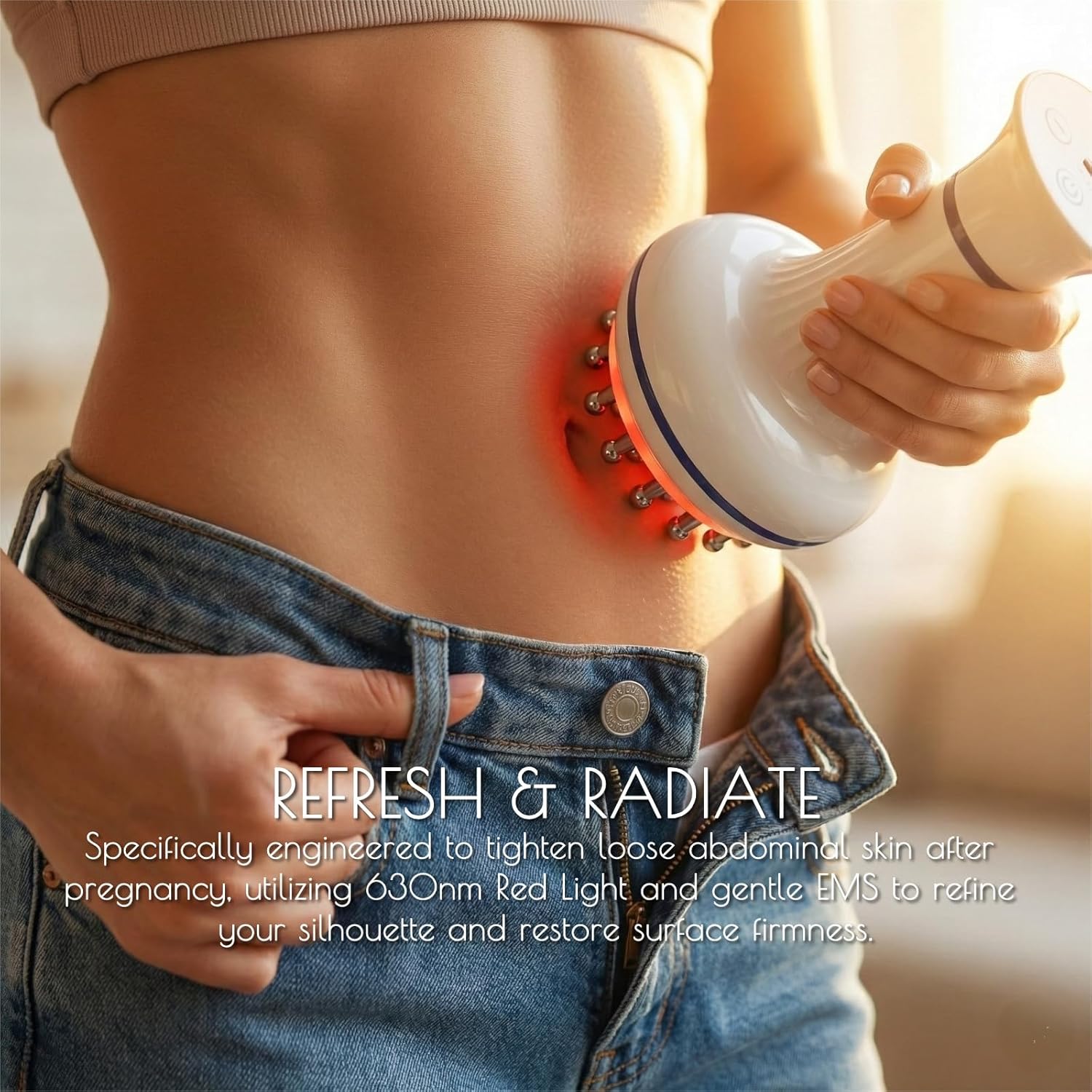 Lymphatic Drainage Cellulite Massager: 4-in-1 Electric Gua Sha Meridian Brush with 25 Zinc Alloy Teardrop Nodes, 30 Levels, Heated Red Light EMS Vibration for Body Sculpting, Fascia Relief