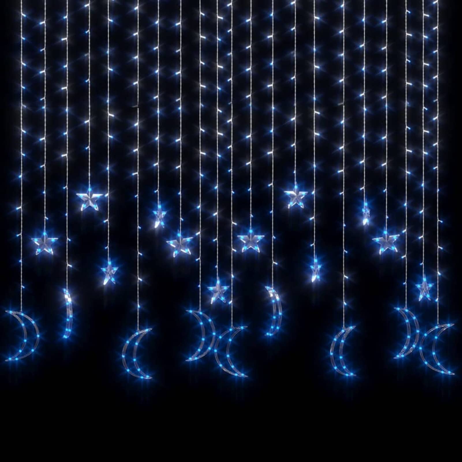 ZEYUAN Luces Estrella y Luna 345 Leds Azul con Control Remoto, Luces Navidad Exterior, Guirnalda Luces Interior, Luces Decorativas Habitacion, Decoracion Navidad Hogar, Fairy Lights
