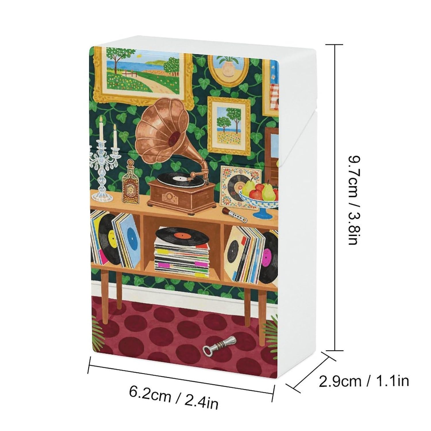 Retro Music Theme Cigarette Case Box Large Capacity image 2