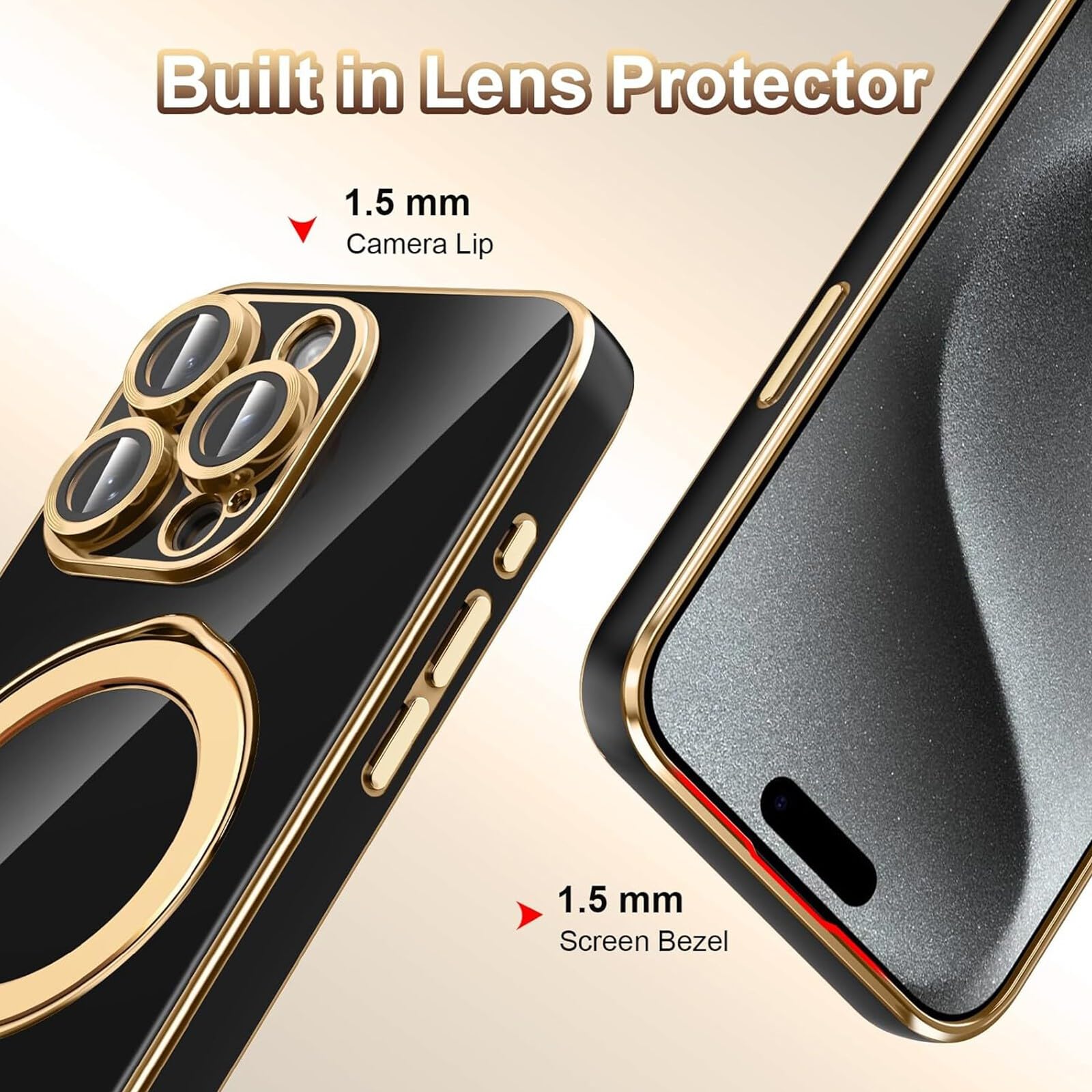 Compatible con iPhone 15 (Couleur: blanco) a prueba de golpes, carcasa de silicona suave con soporte de anillo grande