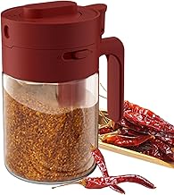 Multifunctional Innovative Seasoning Box,2In1 Glass Spice Jars With Spoon For Salt Sugar Spices Herb Tea Container Condiment Kitchen Food Storage Organizer Cooking Spice Rack (Red)