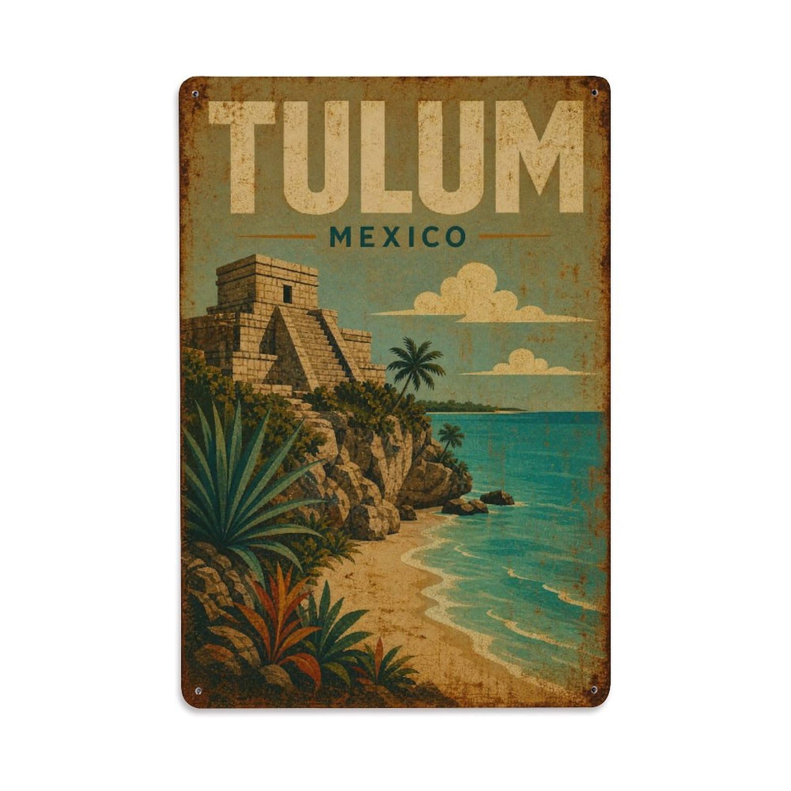 Travel Vintage Mexico Tulum Metal Tin Sign