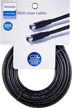 PHILIPS RG6 Dual Shield Coaxial Cable 4 Pack, 25 ft. Ideal for TV Antenna | DVR VCR Satellite Cable, F-Type Connectors, 3Ghz Digital, Black, SWV3843B/37