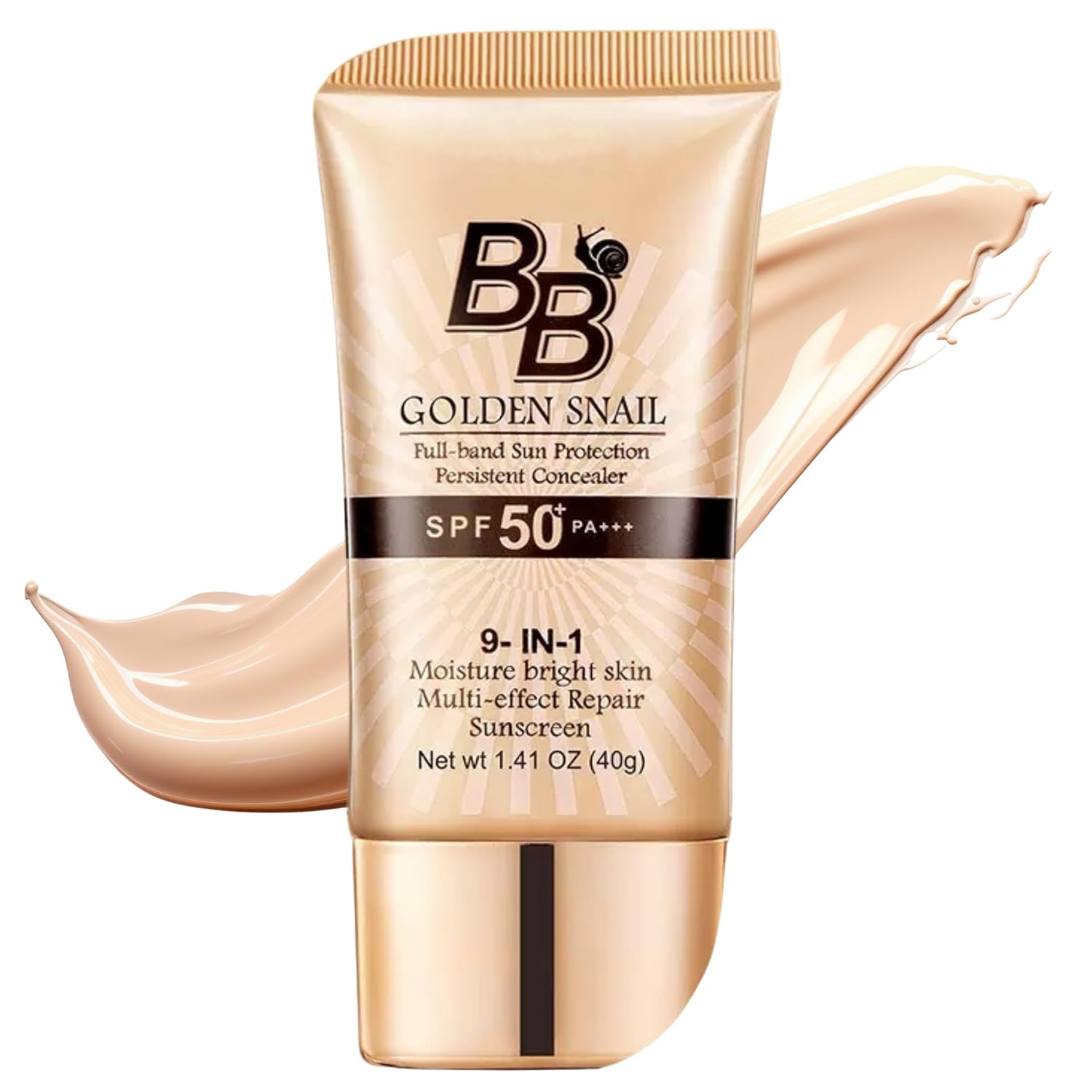 BB Cream Tinted Moisturizer With SPF 50, 9 in 1 BB Cream Sunscreen Protection Concealer, Foundation Full Coverage Tinted Moissturizer for All Skin, Oil-Free, Light (#01 Natural color, with 1 puff)