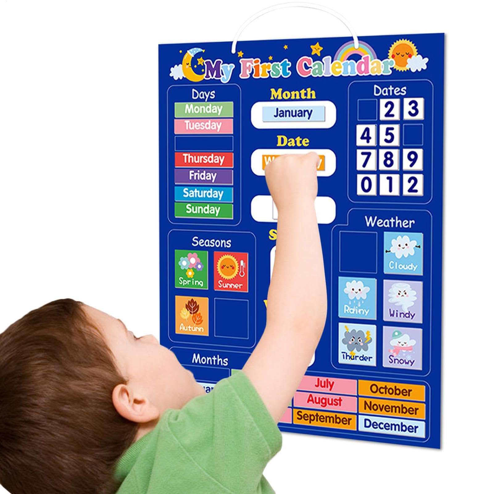Calendario giornaliero magnetico Kids, primo calendario magnetico giornaliero, calendario per bambini per bambini Giorno del della settimana Bulletin Bulletin Time Bulletin Board