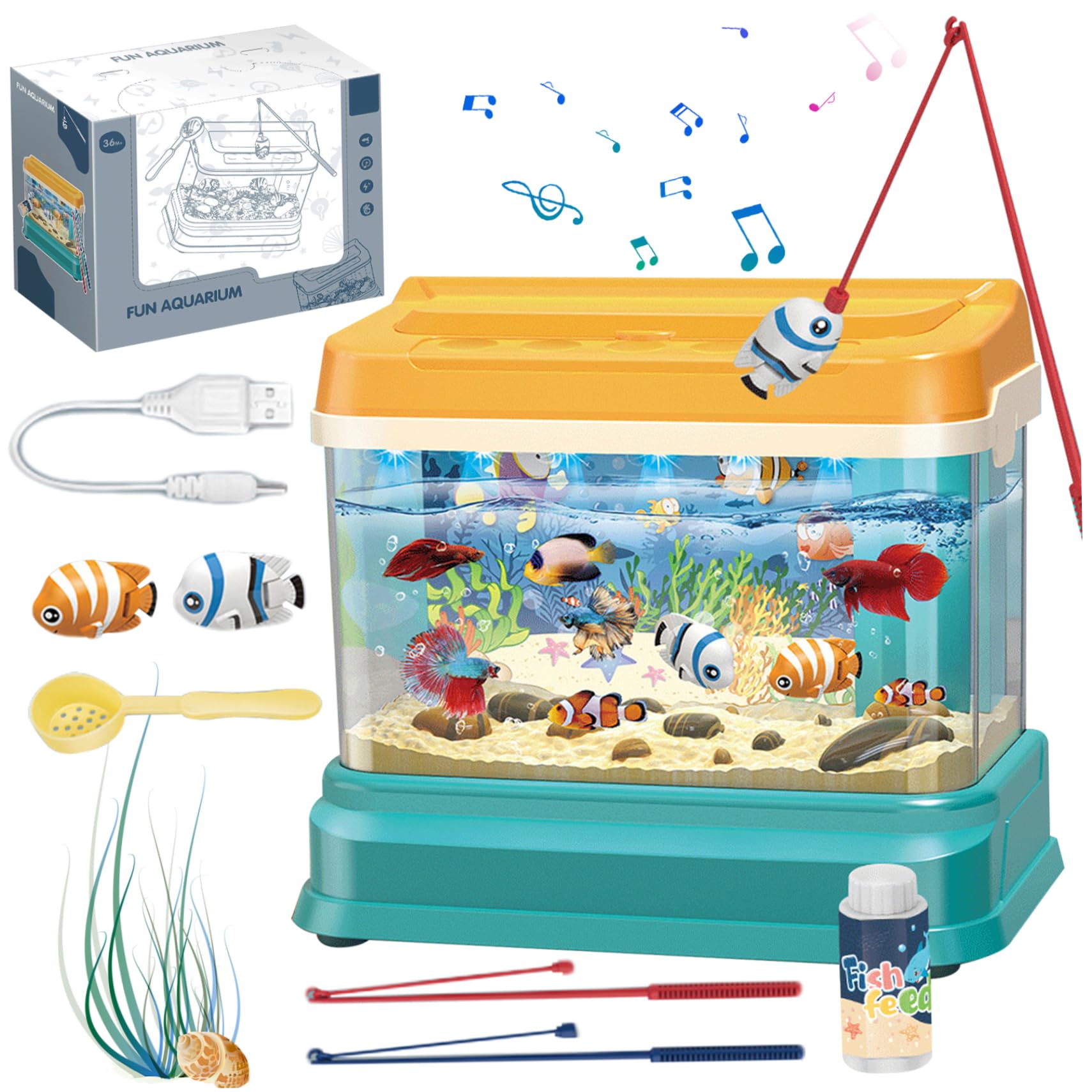 Acuario de juguete con pesca magnética para niños y juego interactivo con sonido