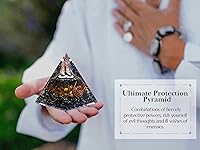 Vista 7 de Amazing Gemstone Organite Orgone Pyramid Extra Large 95MM - Orgone Energy Pyramid with Evil Eye, Hematite, Tiger Eye,Black Obsidian Crystals&Healing