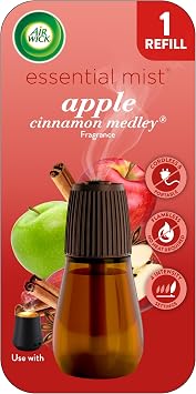 Air Wick Essential Mist Refill, 1 ct, Apple Cinnamon, Essential Oils Diffuser, Air Freshener, Fall scent, Fall decor
