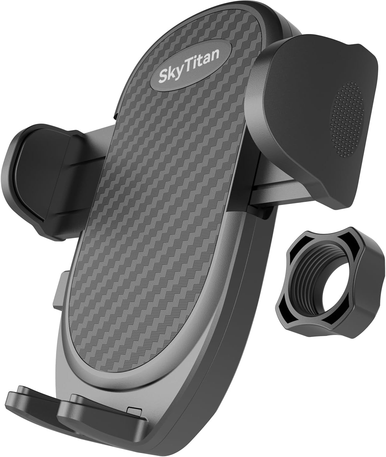SkyTitan Replacement Car Phone Holder Cradle - 17mm Ball Socket, One-Hand Release, Anti-Slip Wrapped Arms, Cable Slot for Secure Drive