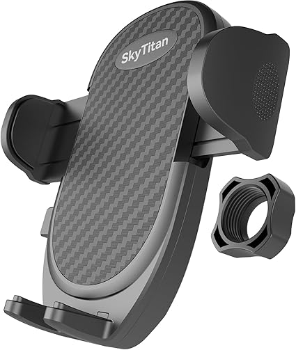 Replacement Phone Holder Cradle Clamp Part for Car Mount 17mm Ball Socket, One-Hand Operation, Carbon Fiber Texture, Wrapped Arm with Anti-Slip Silicone Rubber Pad, Cable Slot Design