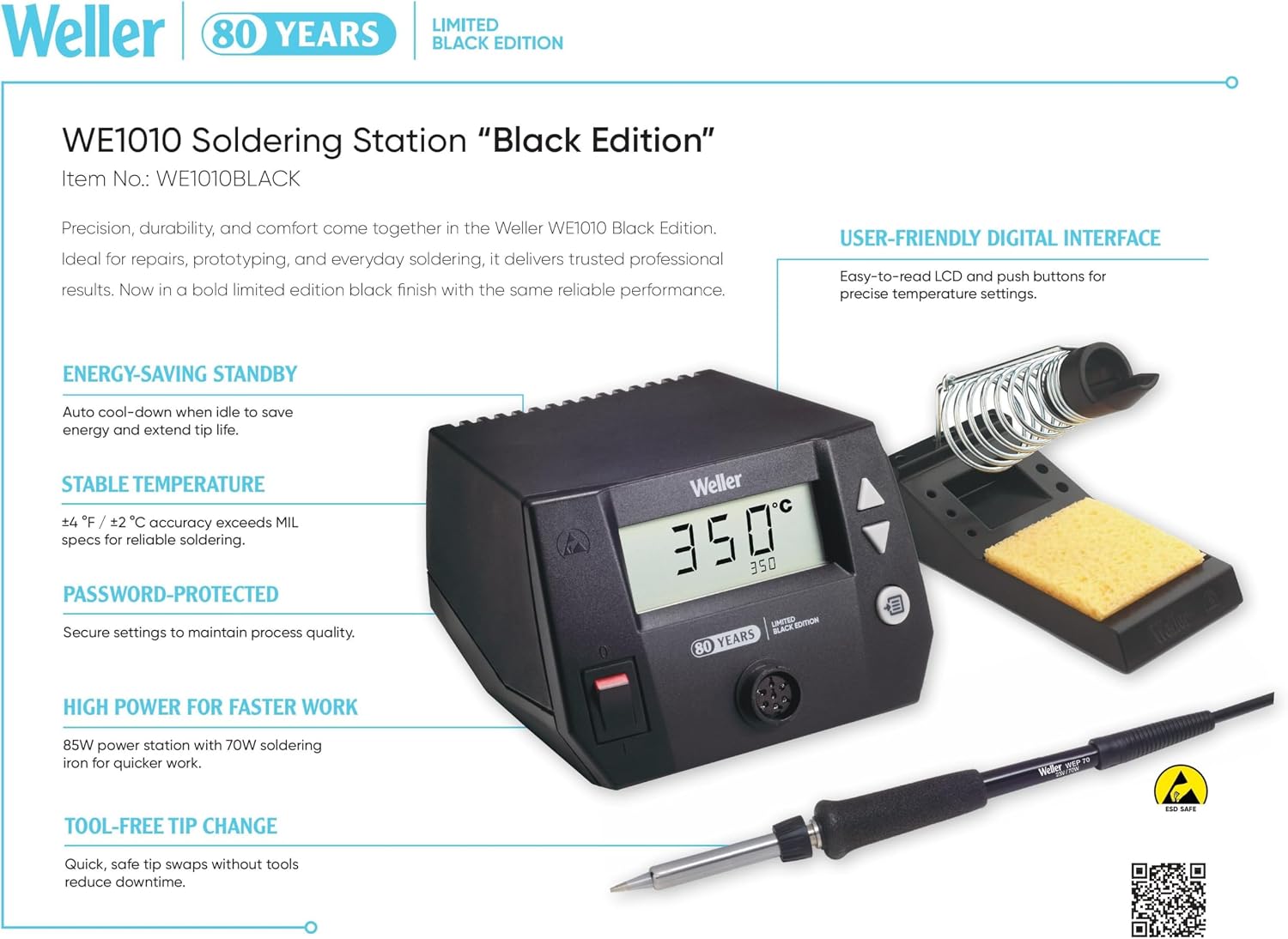 Weller 80th Anniversary WE1010 120V Solder Station | WE1010BLACK image 3