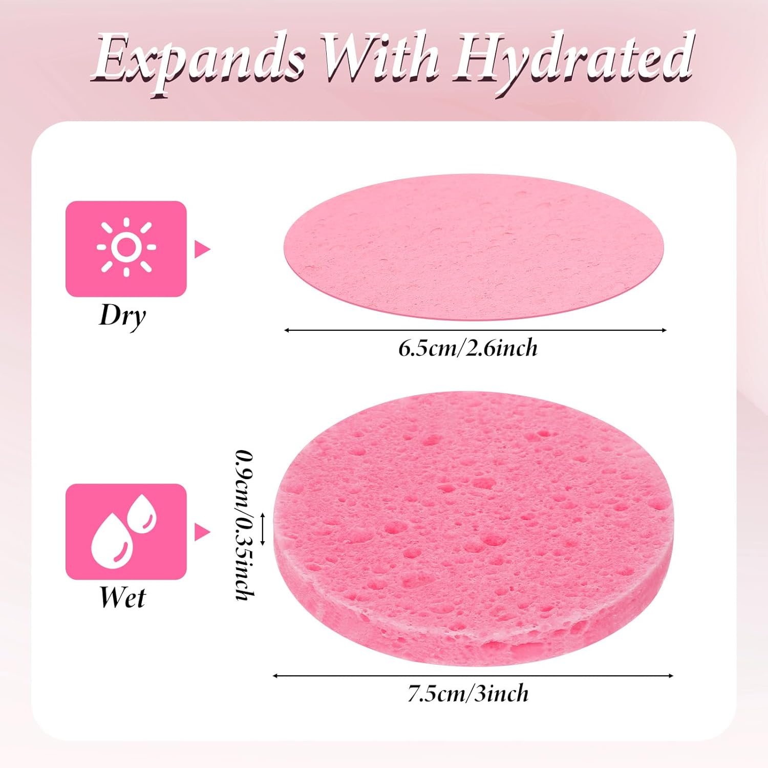 300 Count Compressed Facial Sponges for Cleansing, Disposable Face Sponge for Estheticians, Travel Face Sponge for Facial Spa Exfoliating Makeup Mask Removal, Pink
