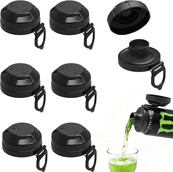 ORIGINAL CREATOR - DIPESI 6 Pack Magnetic Soda Can Lids, Reusable Airtight Drink Covers, BPA-Free, Spill-Resistant, Keep Drinks Fresh & Bug/Dust Free, Fits Standard Cans, for BBQ, Beach, Party Black