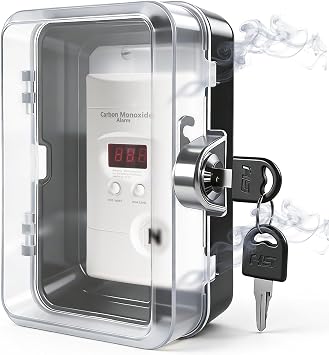 Carbon Monoxide Detector Lock Box with 2 Keys, Protective Enclosure for Natural Gas Leak Detector & CO Alarm, Maintains Sensitivity & Extends Detector Lifespan, for Home, RV No Detector