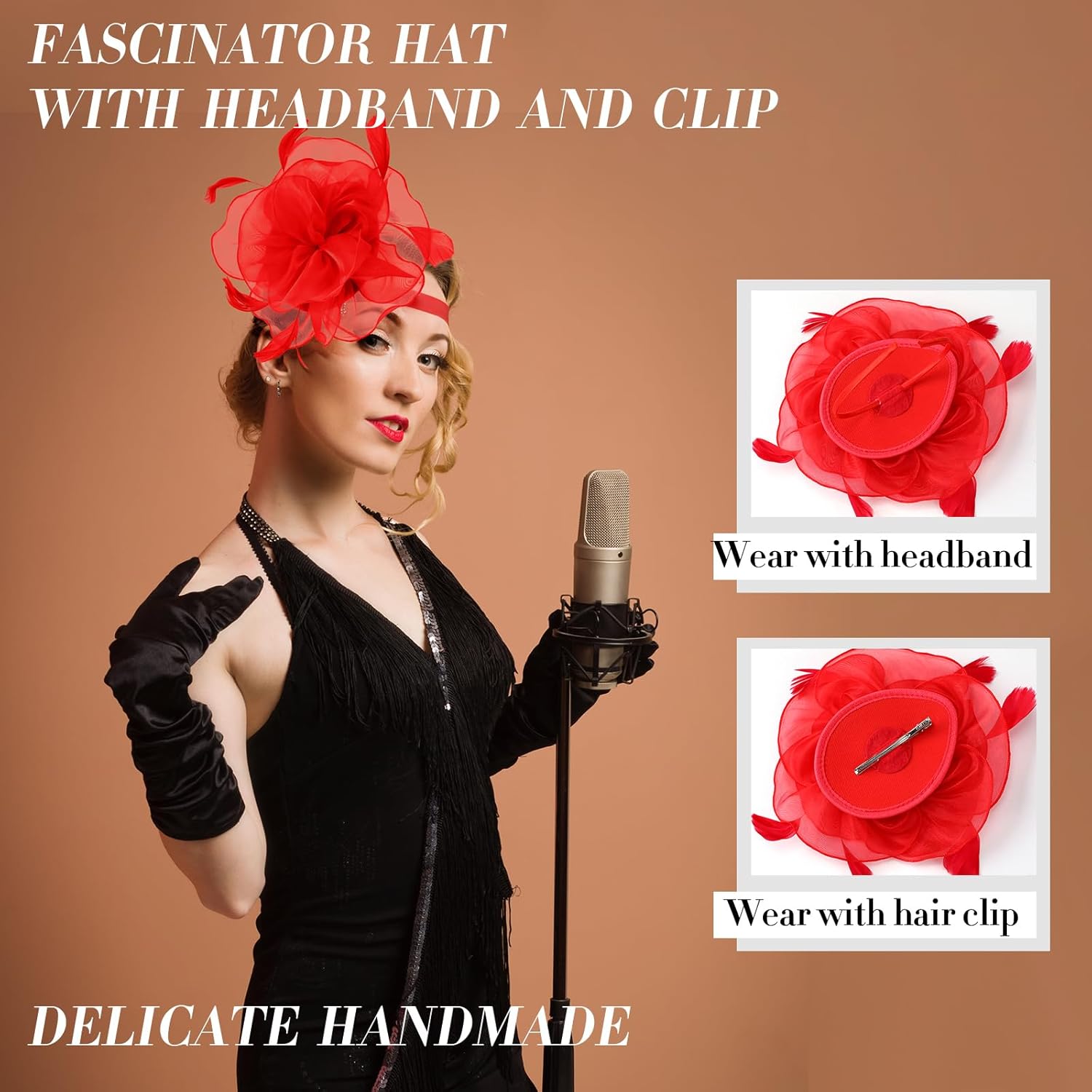 Yunsailing 8 Pack Fascinator Hats for Women Tea Party Derby Hats Mesh Flower Veil Feathers on a Headband and a Clip(Multi Colors)