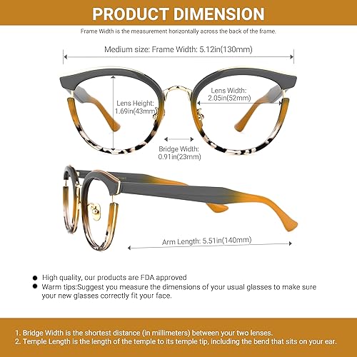 Miniatura 9 de VOOGLAM Gafas de bloqueo de luz azul ojo de gato para mujer, gafas antirrayos UV, gafas retro