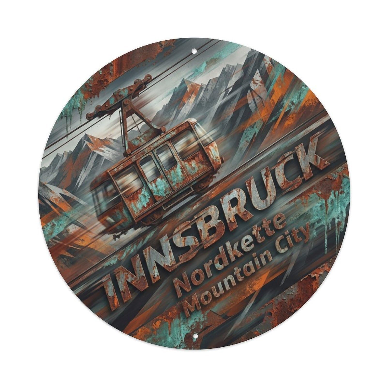 Innsbruck Nordkette Tyrol Alpine City Travel Metal Tin Sign