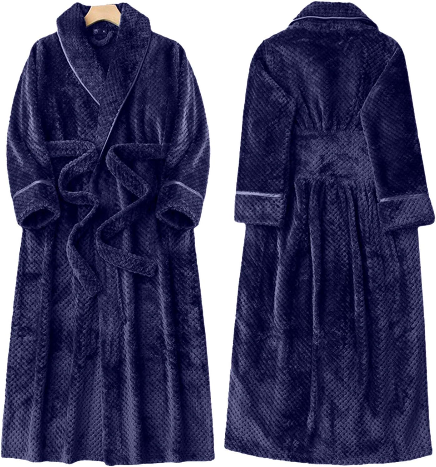 Women's Plush Fleece Robe Cozy Warm Long Bathrobe Shawl Collar Fluffy Winter Comfortable Robes for Women and Men